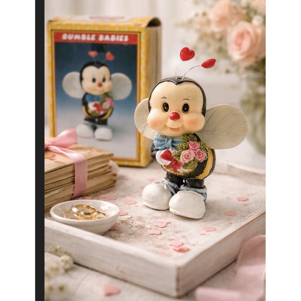Vintage Bumble Babies Bee Figurine w Box Whimsical Valentine Gift Collectible